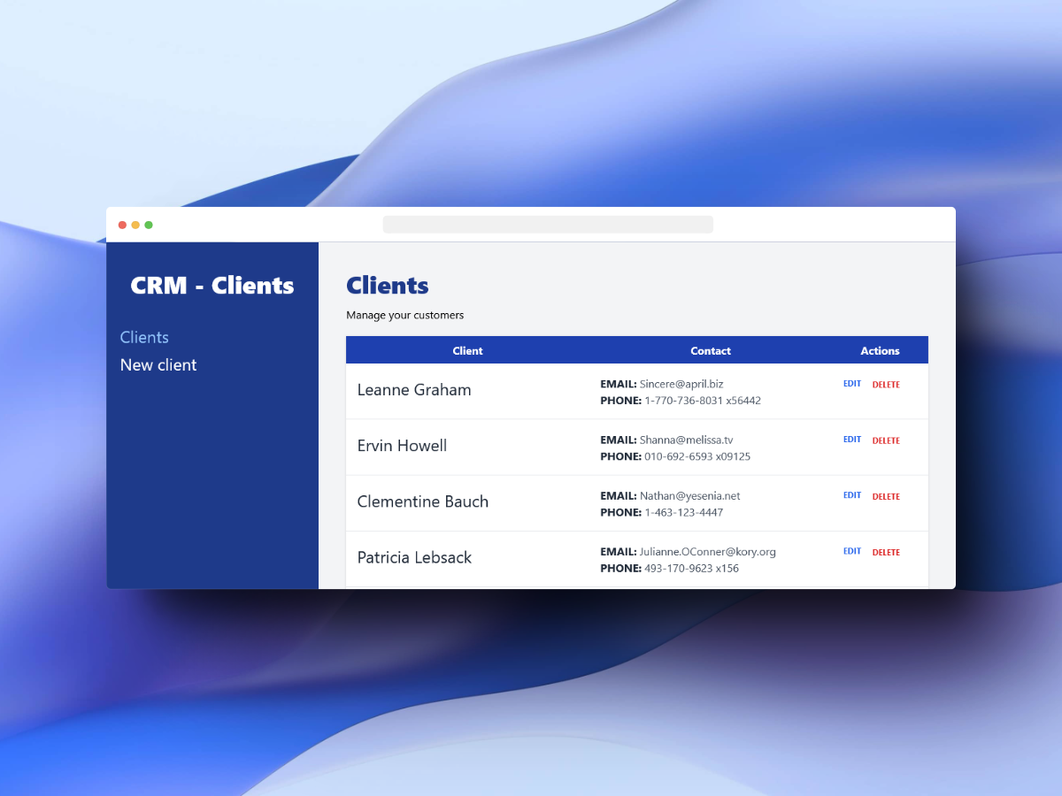 Screenshot of CRM Web