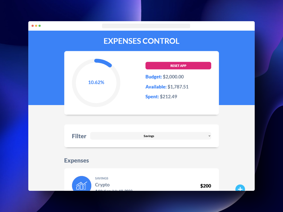 Screenshot of Expenses Control